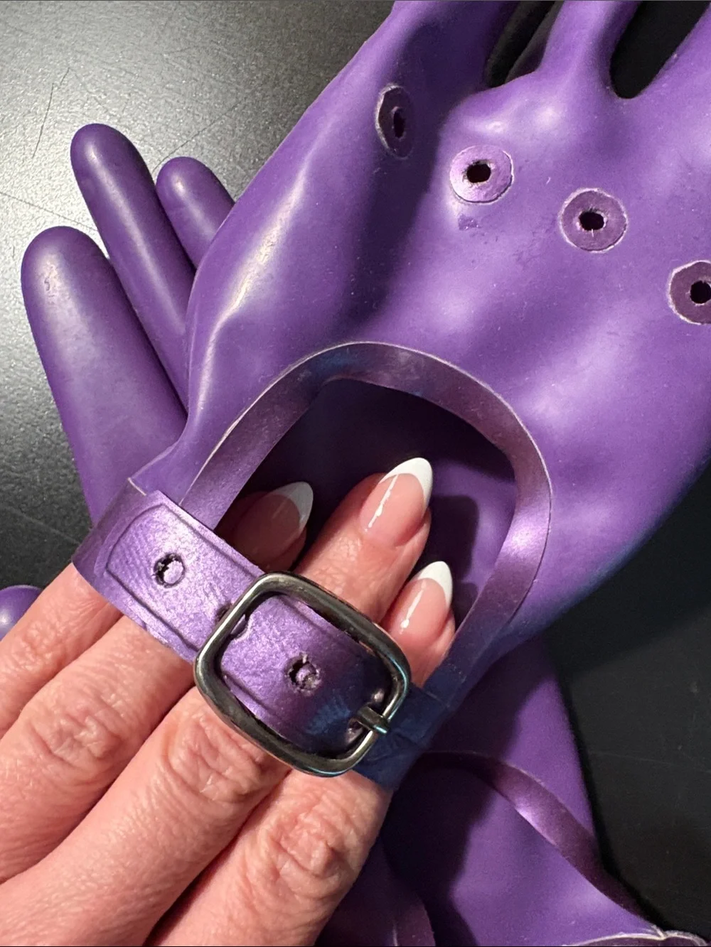 Purple Latex Moto Gloves with Adjustable Buckle Strap from VEX